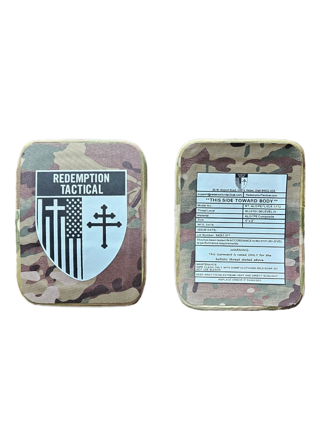 Redemption Tactical CRUSADER 2.0® V4 ARMOR FULL KIT COMBO PACKAGE LIGHTWEIGHT LEVEL IV  (2) 10x12 Front/Back Plates (2) 6x8 Side Plates (Level IV)