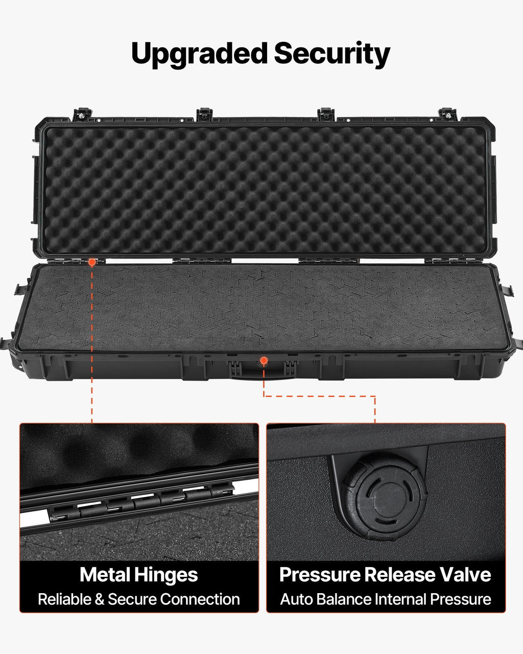 50" Black Hard Rifle Case, Lockable Rifle Case with Detachable XPE Foam, Gun Storage with Wheels, IP67 Waterproof & Dustproof Pistol Storage Cases for Rifles, Shotguns, Airsoft Guns