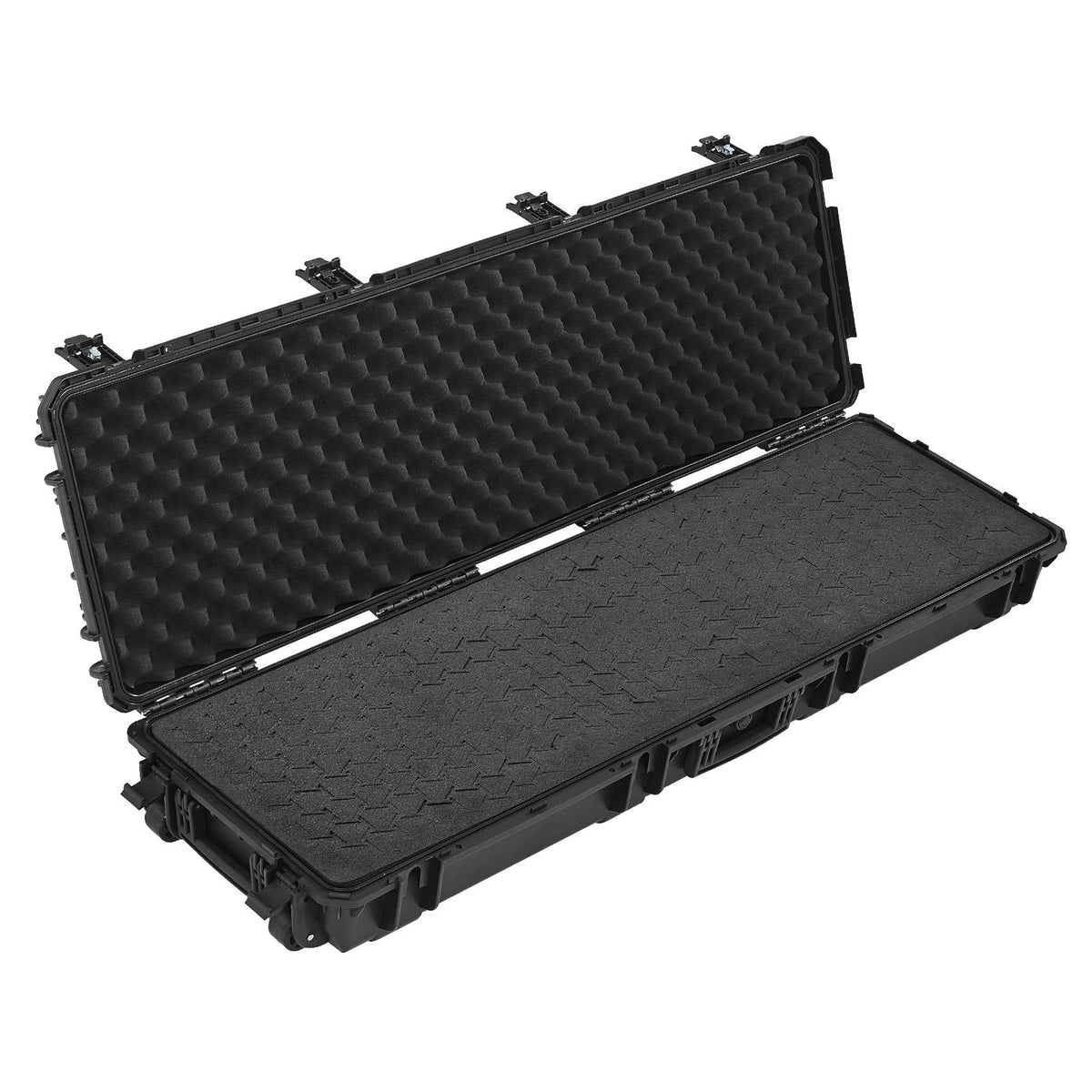 50" Black Hard Rifle Case, Lockable Rifle Case with Detachable XPE Foam, Gun Storage with Wheels, IP67 Waterproof & Dustproof Pistol Storage Cases for Rifles, Shotguns, Airsoft Guns