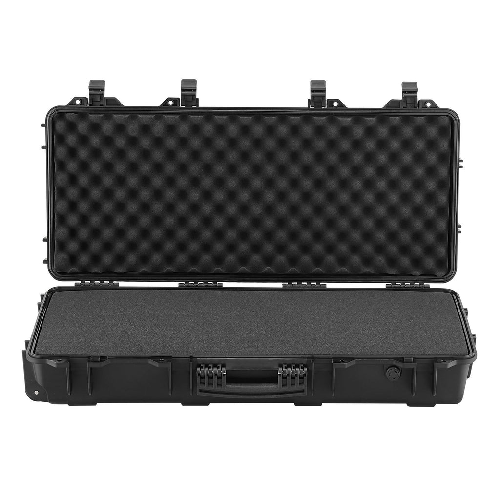36" Hard Rifle Case, Lockable Rifle Case with 4 Layers Pre-cut Foams,Gun Storage with Wheels, IP67 Waterproof & Dustproof Pistol Storage Cases for Rifles, Shotguns, Airsoft Guns