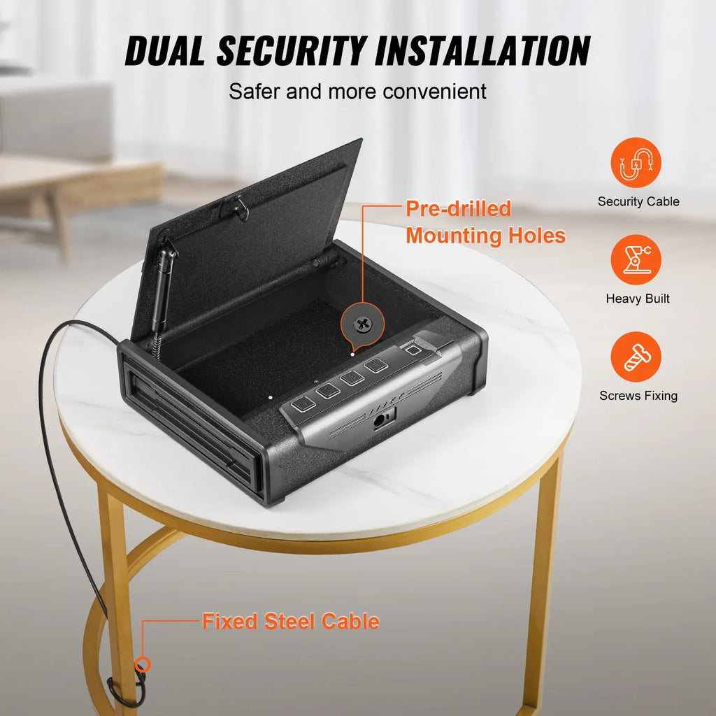 Gun Safe for Pistols, Biometric Gun Safe with Three Quick Access Ways of Fingerprints, Passwords and Keys, Handgun Safe for 2 Pistols for Home, Bedside, Nightstand, Car